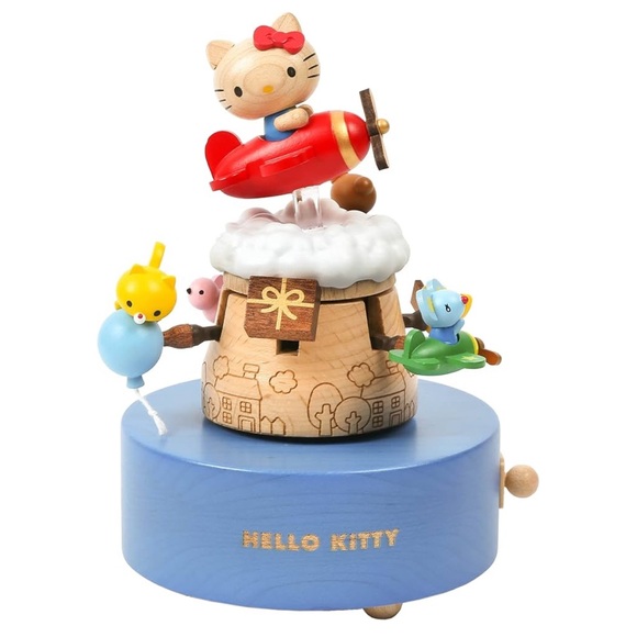 WOODERFUL LIFE Wooden Music Box Hello Kitty w/ Plane 🎶 🎼Alle Vogel Sind Schon Da